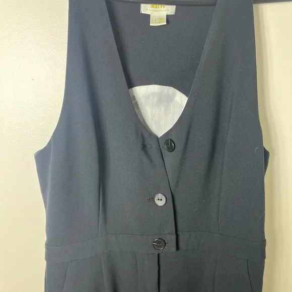 Maeve by Anthropologie Navy Wide Leg Jumpsuit Size 10 Sleeveless Button Front - Picture 4 of 9